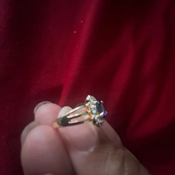 Blue Gemstone Gold Plated Metal Alloy Ring NWT Size: 7, 9, 10 - Picture 6 of 6